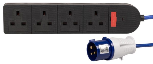Pro-Elec 4 Gang 13A Mains Extension Lead 2M with 16A Plug