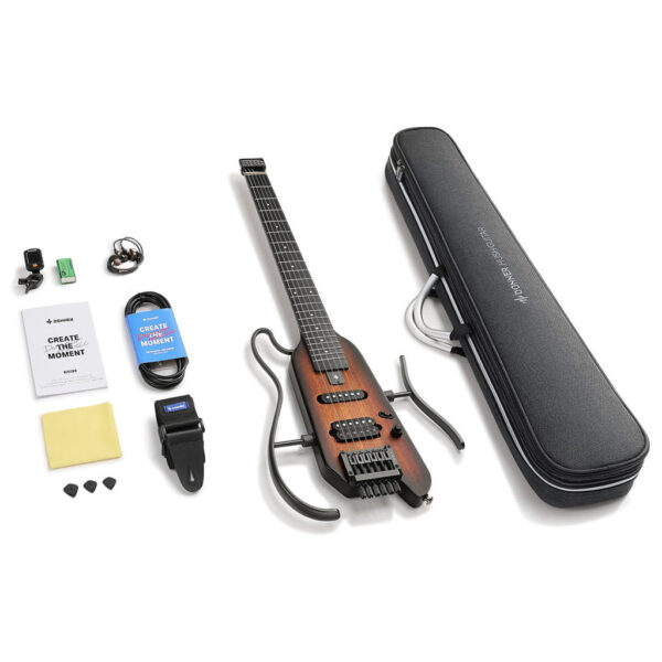 Donner HUSH-X Headless Detatchable Travel Electric Guitar – Sunburst - Image 3