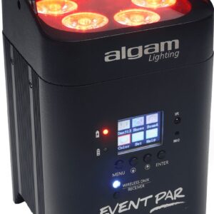 Algam LED Battery Uplighter Par Light 6 x 12W RGBWAUV Hex Wireless DMX