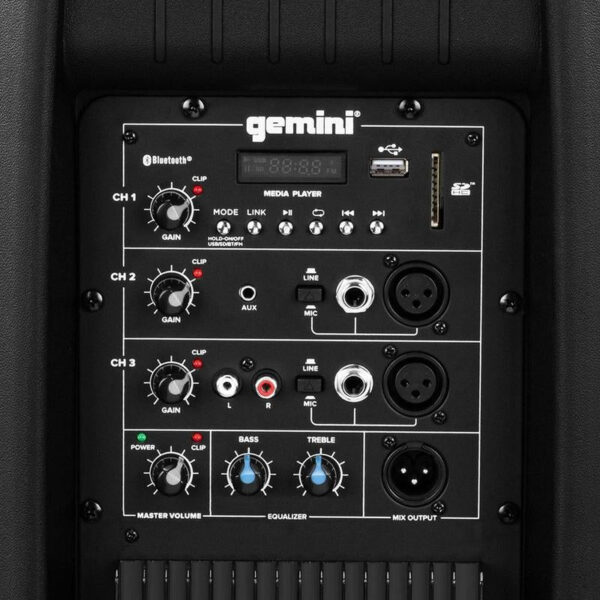 Gemini AS-2115BT-PK 2000W 15” Active Bluetooth PA Speaker System with Stand, Mic - Image 4