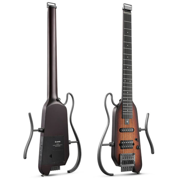 Donner HUSH-X Headless Detatchable Travel Electric Guitar – Sunburst - Image 2