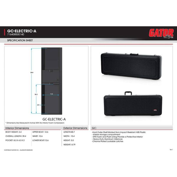 Gator Deluxe ABS Molded Electric Guitar Case - Image 7