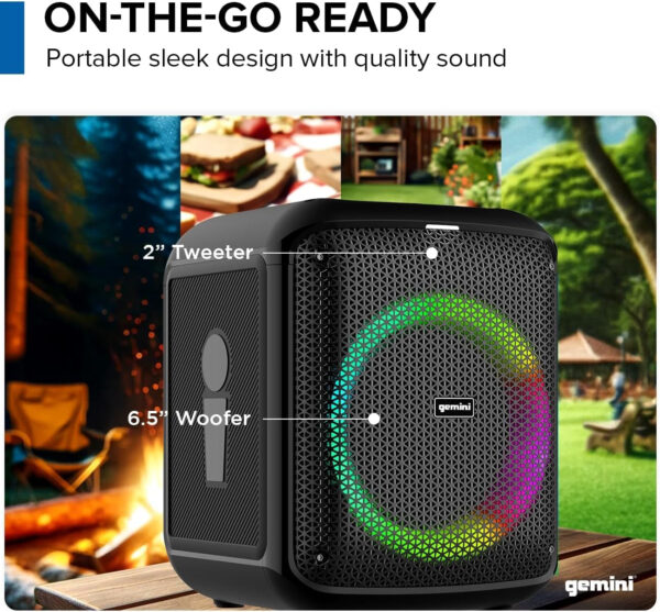Gemini GGO-650L Battery Portable Bluetooth Karaoke Speaker with Wireless Mic - Image 3