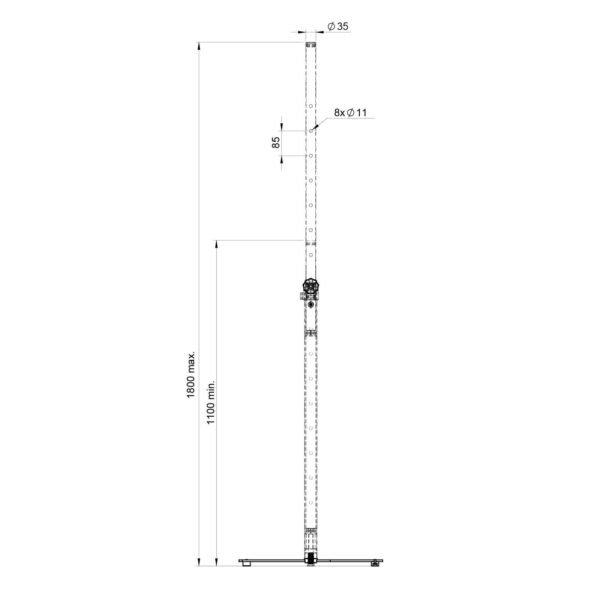 2x Hilec Stick-SW PA Speaker Lighting Stand 35mm Square Base White - Image 3