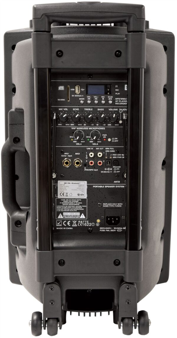 QTX QR15PABT Portable PA with Bluetooth inc 2x Wireless Mics *BSTOCK* - Image 2