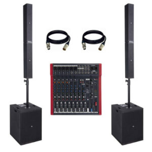 2x Proel SESSION6 Column Speaker Portable PA 2.1 4800W inc MQ12USB Mixer