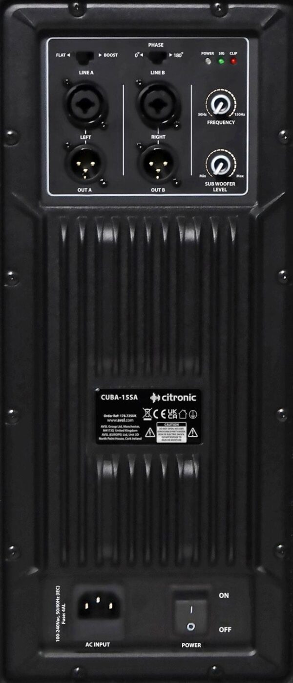 Citronic CUBA 15" 1600W High Power Active Subwoofer - Image 5