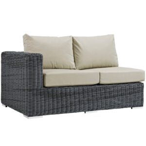 Summon Outdoor Patio Sunbrella® Left Arm Loveseat By Modway - EEI-1872 - Canvas Antique Beige