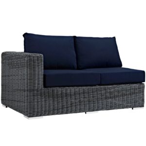 Summon Outdoor Patio Sunbrella® Left Arm Loveseat By Modway - EEI-1872 - Canvas Navy