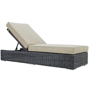 Summon Outdoor Patio Sunbrella® Chaise Lounge By Modway - EEI-1876 - Canvas Antique Beige
