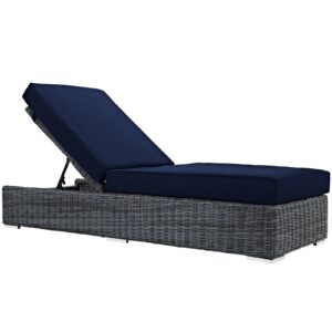 Summon Outdoor Patio Sunbrella® Chaise Lounge By Modway - EEI-1876 - Canvas Navy