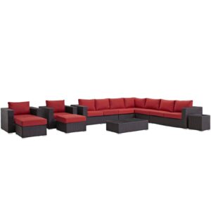 Sojourn 11 Piece Outdoor Patio Sunbrella® Sectional Set By Modway - EEI-1885
