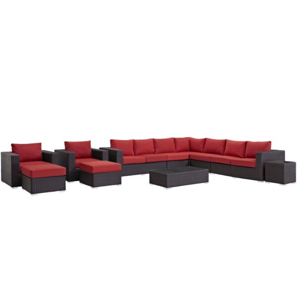 Sojourn 11 Piece Outdoor Patio Sunbrella® Sectional Set By Modway - EEI-1885