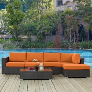 Sojourn 5 Piece Outdoor Patio Sunbrella® Sectional Set By Modway - EEI-1886