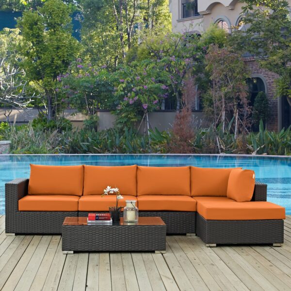 Sojourn 5 Piece Outdoor Patio Sunbrella® Sectional Set By Modway - EEI-1886