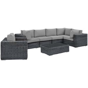 Summon 7 Piece Outdoor Patio Sunbrella® Sectional Set By Modway - EEI-1892 - Canvas Gray