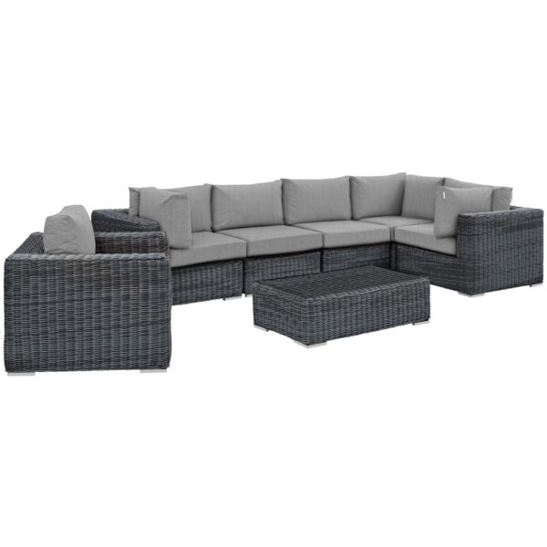 Summon 7 Piece Outdoor Patio Sunbrella® Sectional Set By Modway - EEI-1892 - Canvas Gray