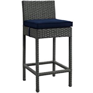 Sojourn Outdoor Patio Sunbrella® Bar Stool By Modway - EEI-1957 - Canvas Navy