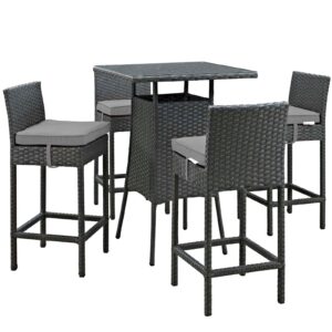 Sojourn 5 Piece Outdoor Patio Sunbrella® Pub Set By Modway - EEI-1967 - Canvas Gray