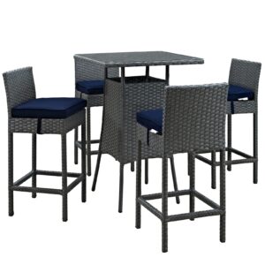 Sojourn 5 Piece Outdoor Patio Sunbrella® Pub Set By Modway - EEI-1967 - Canvas Navy
