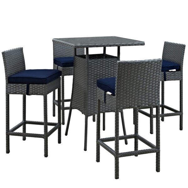 Sojourn 5 Piece Outdoor Patio Sunbrella® Pub Set By Modway - EEI-1967 - Canvas Navy