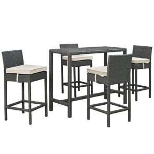 Sojourn 5 Piece Outdoor Patio Sunbrella® Pub Set By Modway - EEI-1968 - Antique Canvas Beige