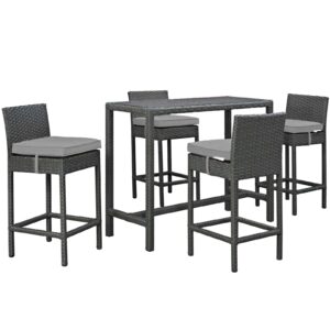Sojourn 5 Piece Outdoor Patio Sunbrella® Pub Set By Modway - EEI-1968 - Canvas Gray