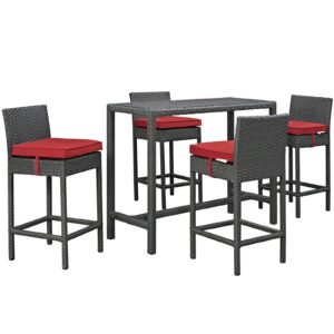 Sojourn 5 Piece Outdoor Patio Sunbrella® Pub Set By Modway - EEI-1968 - Canvas Red