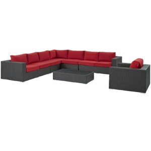 Sojourn 7 Piece Outdoor Patio Sunbrella® Sectional Set By Modway - EEI-2013