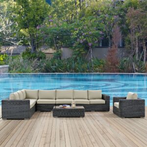 Summon 7 Piece Outdoor Patio Sunbrella® Sectional Set By Modway - EEI-2014