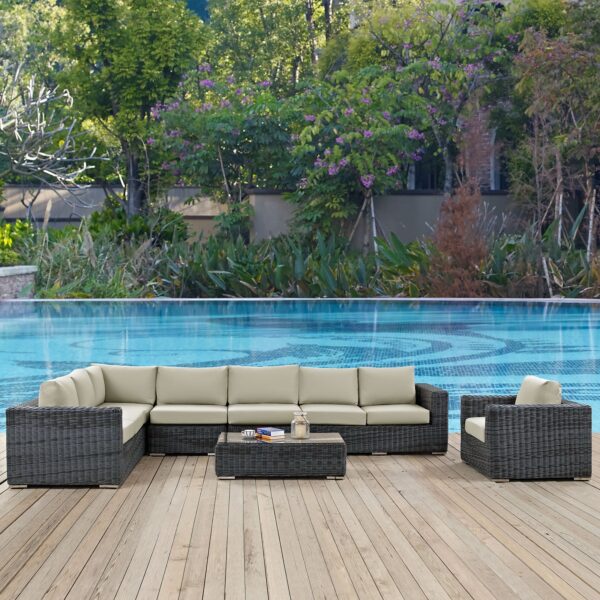 Summon 7 Piece Outdoor Patio Sunbrella® Sectional Set By Modway - EEI-2014