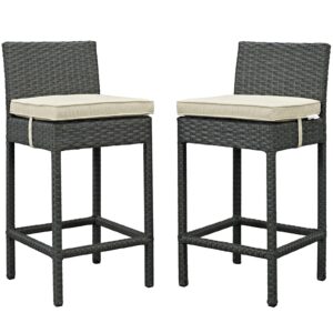 Sojourn 2 Piece Outdoor Patio Sunbrella® Pub Set By Modway - EEI-2195 - Antique Canvas Beige
