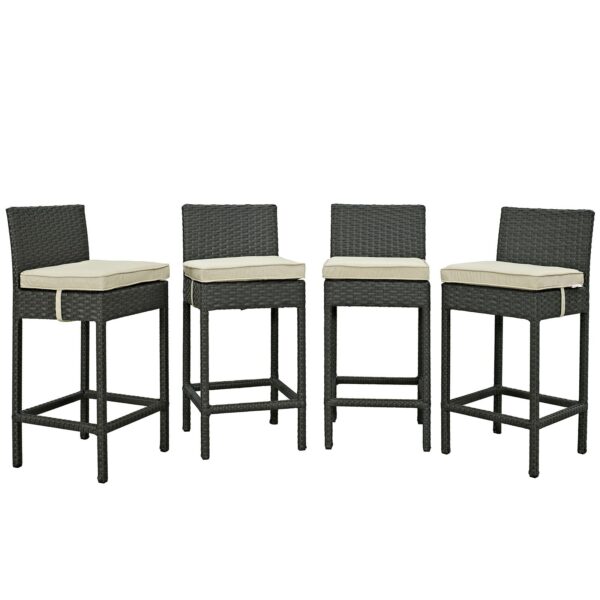 Sojourn 4 Piece Outdoor Patio Sunbrella® Pub Set By Modway - EEI-2196 - Antique Canvas Beige