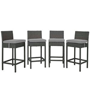 Sojourn 4 Piece Outdoor Patio Sunbrella® Pub Set By Modway - EEI-2196 - Canvas Gray