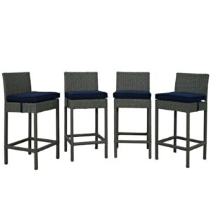 Sojourn 4 Piece Outdoor Patio Sunbrella® Pub Set By Modway - EEI-2196 - Canvas Navy