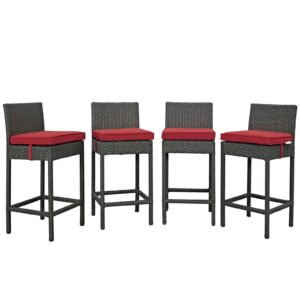 Sojourn 4 Piece Outdoor Patio Sunbrella® Pub Set By Modway - EEI-2196 - Canvas Red