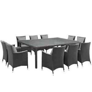 Sojourn 11 Piece Outdoor Patio Sunbrella® Dining Set By Modway - EEI-2311 - Canvas Gray