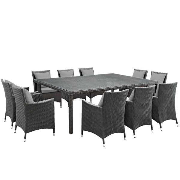 Sojourn 11 Piece Outdoor Patio Sunbrella® Dining Set By Modway - EEI-2311 - Canvas Gray
