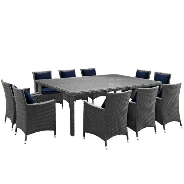 Sojourn 11 Piece Outdoor Patio Sunbrella® Dining Set By Modway - EEI-2311 - Canvas Navy