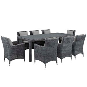 Summon 9 Piece Outdoor Patio Sunbrella® Dining Set By Modway - EEI-2331 - Canvas Gray