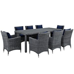 Summon 9 Piece Outdoor Patio Sunbrella® Dining Set By Modway - EEI-2331 - Canvas Navy