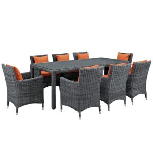 Summon 9 Piece Outdoor Patio Sunbrella® Dining Set By Modway - EEI-2331 - Canvas Tuscan