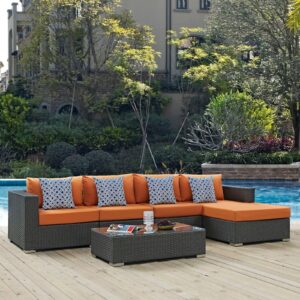Sojourn 5 Piece Outdoor Patio Sunbrella® Sectional Set By Modway - EEI-2382