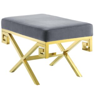 Rove Velvet Performance Velvet Bench By Modway - EEI-2879 - Gold Gray