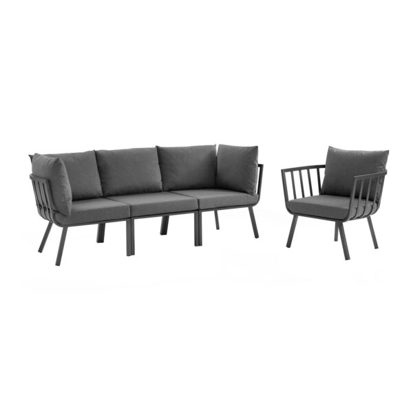 Riverside 4 Piece Outdoor Patio Aluminum Set By Modway - EEI-3785 - Gray Charcoal