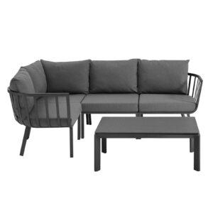 Riverside 5 Piece Outdoor Patio Aluminum Set By Modway - EEI-3793 - Gray Charcoal