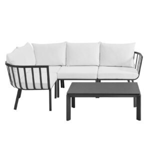 Riverside 5 Piece Outdoor Patio Aluminum Set By Modway - EEI-3793 - Gray White