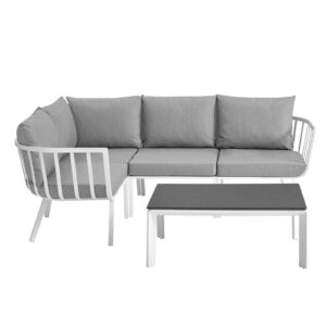 Riverside 5 Piece Outdoor Patio Aluminum Set By Modway - EEI-3793 - White Gray