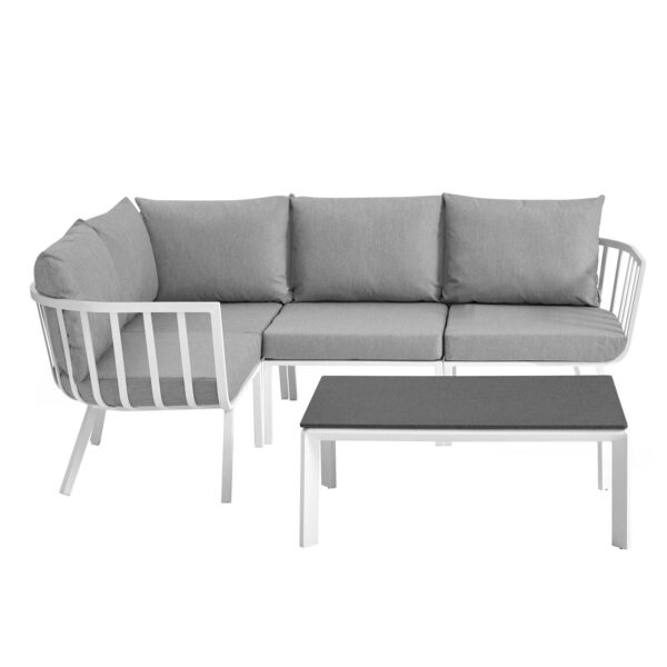 Riverside 5 Piece Outdoor Patio Aluminum Set By Modway - EEI-3793 - White Gray