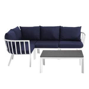 Riverside 5 Piece Outdoor Patio Aluminum Set By Modway - EEI-3793 - White Navy